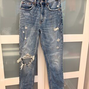 Abercrombie & Fitch Distressed Light Blue Mom Jeans